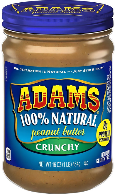 아담스 내추럴 피넛 버터 크런치, 454g, 1개