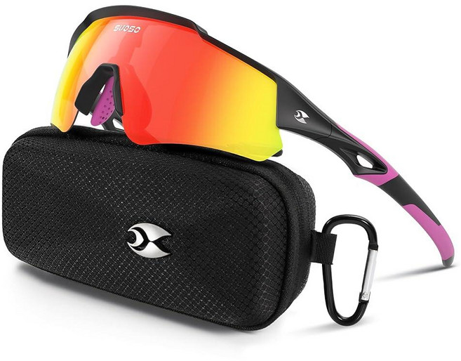 남성용스포츠편광선글라스:여성용사이클링선글라스UV400보호고글야구달리기용다크블루124942, C01-레드