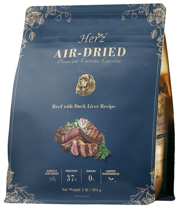 Herz 赫緻 美饌低溫風乾狗飼料 嫩羊佐鴨肝, 1包, 嫩牛佐鴨肝, 454g, 牛肉, 鴨肝