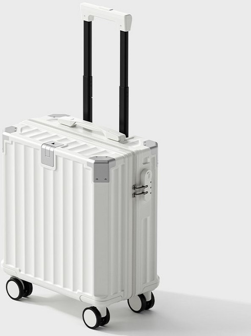 EMINI HOUSE 輕便多功能迷你登機箱 靜音萬向輪 USB充電 手機支架 折疊杯架, 1個, 梨花白丨基礎款20寸丨輕便小巧可登機