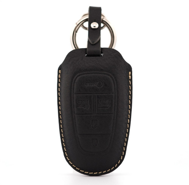 페레노 현대 스타리아 5버튼 스마트키 가죽케이스 PH12 키홀더 키링, 미네르바복스 블랙