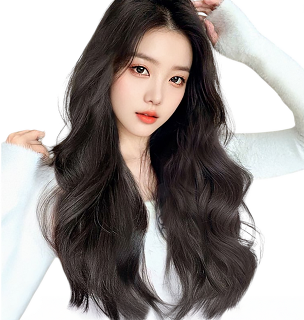 가발위드 붙임머리 엔디롱 웨이브 부분 가발 3피스 세트, 1개, 네츄럴블랙60cm