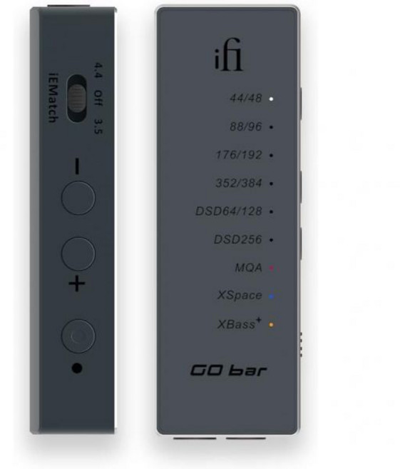 iFi GO 바 휴대용 DAC헤드폰 앰프 하이레즈 PCM 384kHzDSD256 지원 아날로그 XBass+ XSpace 처리 기능, iFi GO 바 - 울트라 포터블 DAC프리앰프헤드폰, 1개, 고 바 블랙