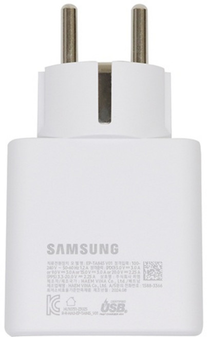 (삼성전자) 아답터 100~240V / 20V 2.25A 45W 분리형 (USB-C타입) EP-TA845 전원케이블 포함 세트 (접지형) (벌크포장), 상세페이지 참조, 1개