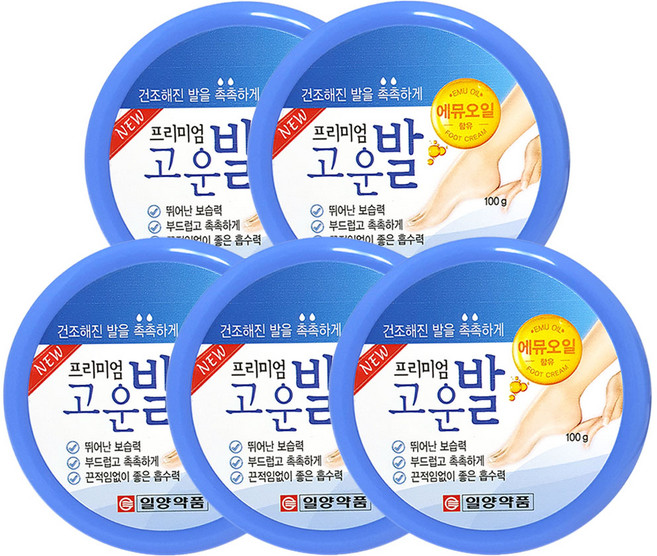 일양약품 뉴프리미엄 고운발 발뒤꿈치 각질관리, 1개입, 5개, 100g