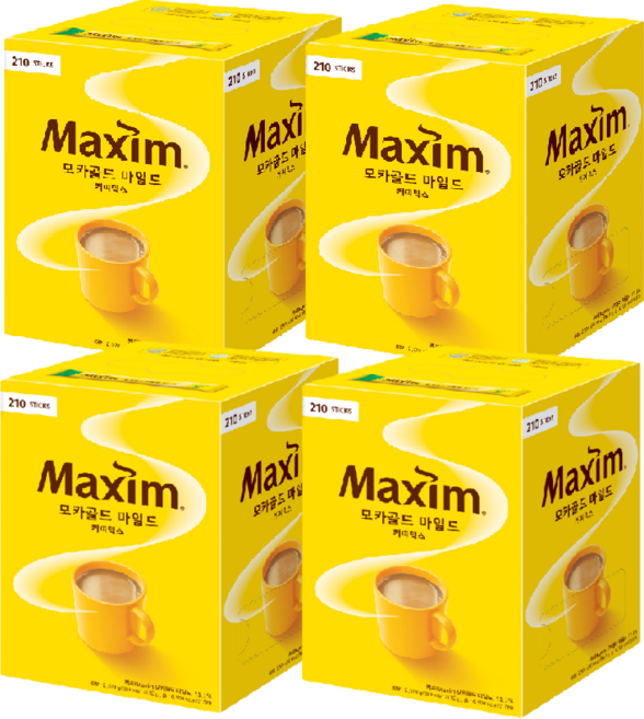 맥심 모카골드 마일드 커피믹스, 12g, 210개입, 4박스