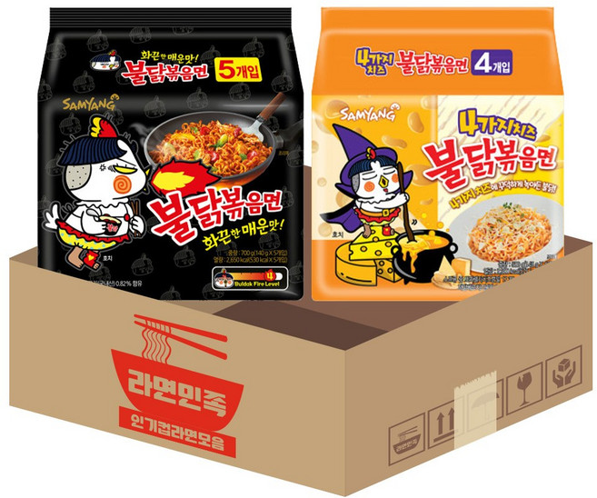 삼양 불닭볶음면 140g 5입 + 불닭볶음면 4가지치즈 145g 4입