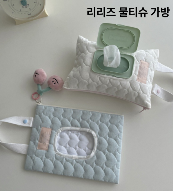 [리리즈] 휴대용 차량/유모차 파우치걸이 물티슈, 1개, 흰색