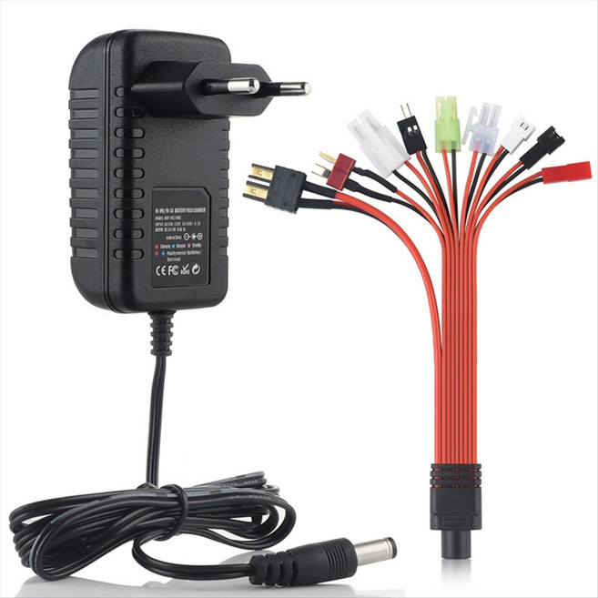 4.8V 7.2V 8.4V 9.6V NiMH/NiCD용 9-In-1 RC 배터리 충전기 2.4V-12V NiMH/NiCD 배터리 팩용 RC 차량용 충전기, EU 플러그, 표시된 대로