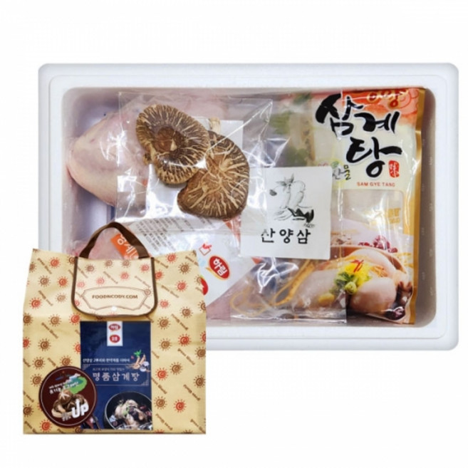 [한정특가] 한라산표고버섯 산양삼계탕 밀키트 (2마리) 약 1.3Kg (쇼핑백 포함), 1개