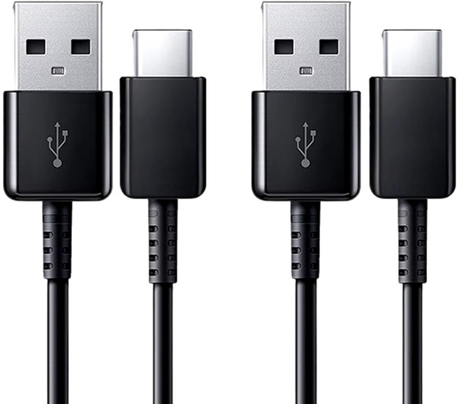 [neonp] 1+1 삼성전용 USB C타입 고속 충전 케이블 갤럭시 스마트폰 탭 호환, 블랙, 2개, 200cm