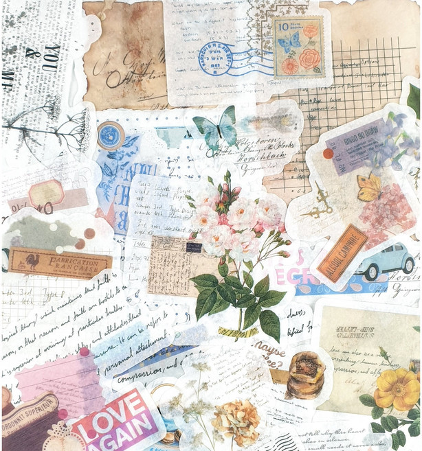 빈티지 다꾸스티커 vol 14 세트 다이어리꾸미기 힙한 레트로 인스 용품 여행 키치 감성, 08.꽃편지