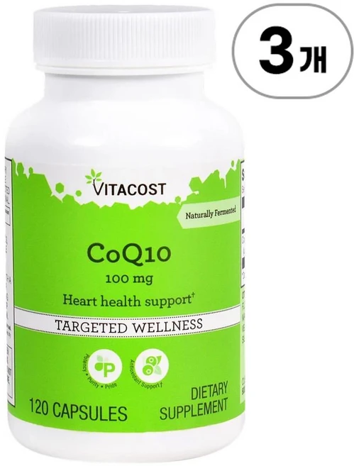 비타코스트 코큐텐 100mg Vitacost CoQ10 100 mg 120정, 3개 - 쿠팡