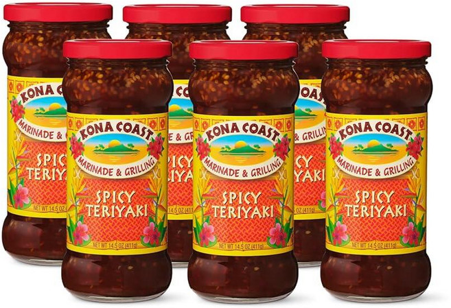 Mezzetta Kona Coast 스파이시 데리야끼 마리네이드 & 그릴 소스 - 고기 국수 및 밥그릇에 적합 할라피뇨 레드 칠리 강화 참깨 마늘 주입이 포함된 풍부한 맛의
