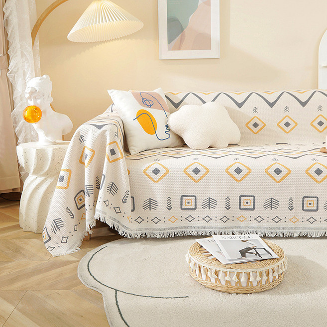 沙發巾/沙發墊/蓋毯 居家裝飾 萬能蓋布, 菱菱迴夢,180*300cm（三人位沙發）, 1個