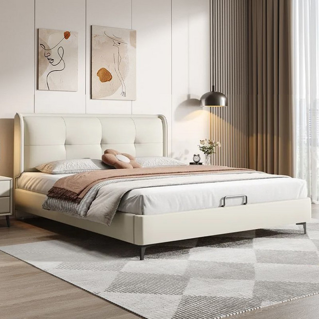 현대 일상 킹침대 프레임 슈퍼킹 라지킹 고급 호텔식 침대 프레임 (매트제외), 하얀색