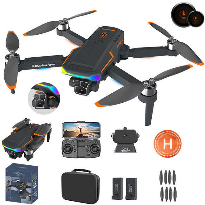 HHSSL F168드론 6K 고성능 초보용 드론 / 비행시간 50분 / 브러시리스 모터 / 트리플 카메라 / 한글 설명서, 블랙 드론 세트, 1개