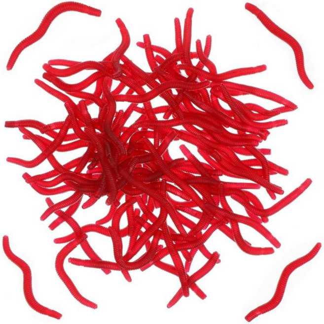 Gadpparty 100Pcs 가짜 플라스틱 부드러운 실물처럼 신축성 있 고무 지렁이 트릭 장난감 모 낚시 미끼 할로윈 만우절 파티 장식용