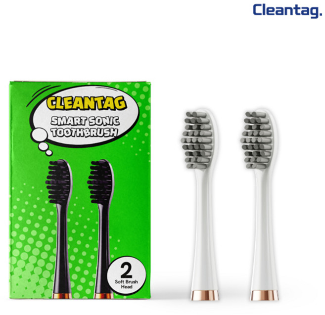 클린택 스마트 음파 전동칫솔 리필모 / 블랙 화이트, 크림화이트(2개입), 1개
