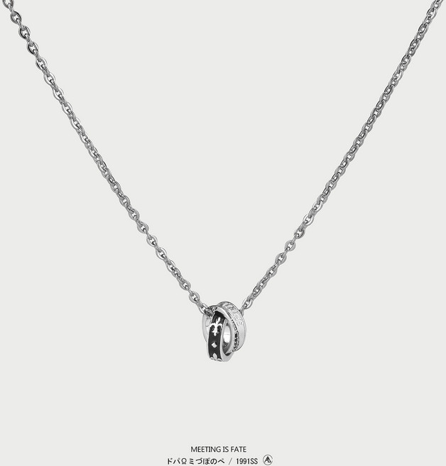 남성 패션 목걸이 더블 링 알파벳 로고 디자인