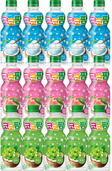 해태 코코팜 페트 음료 3종 5개씩 (화이트+피치핑크+포도), 15개, 300ml