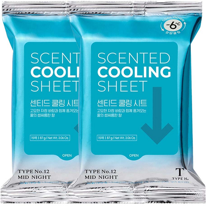 타입넘버 센티드 쿨링 시트 12 미드나이트 15매, 87g, 2개