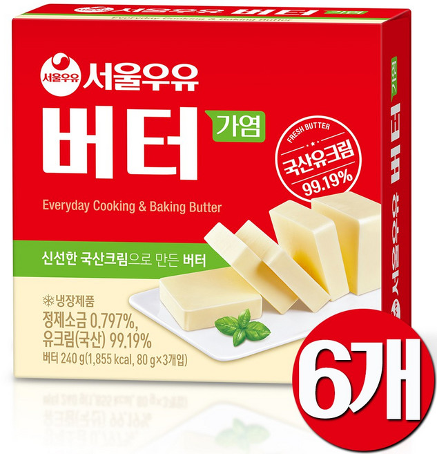 서울우유 버터240g(가염), 6개, 240g