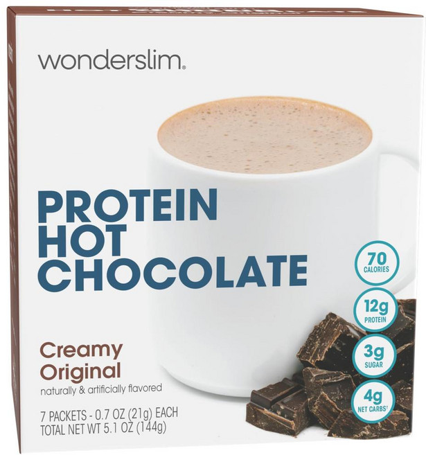WONDERSLIM 원더슬림 프로틴 핫 초콜릿 핫 코코아 로우 슈가 키토 프렌들리 글루텐 프리, 1개