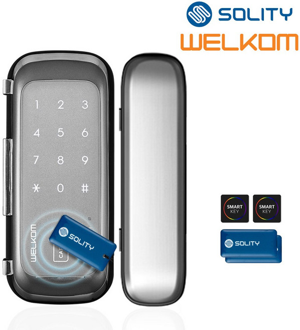 [전국설치] 웰콤 WGT330 양문형(홀더포함) 카드키4+번호키 강화유리문전용 좌우수문인식(키패드자동전환) 상시문열림기능 차임벨 생활방수 상가 빌라 업소 현관문 디지털도어락 도어록, 웰콤 WGT330 양문형/무료설치(B지역), 방문설치