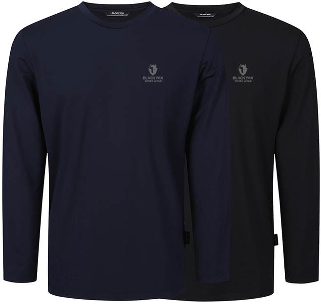 블랙야크 올시즌 기능성 속건 B에어로쿨맥스 드라이 2종 라운드 긴팔티(블랙+네이비)