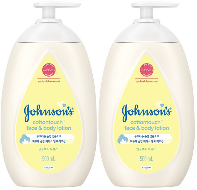 존슨즈베이비 코튼터치 페이스 앤 바디 로션, 2개, 500ml