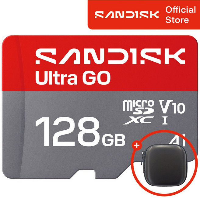 샌디스크 마이크로 SD카드 ULTRA GO A1 닌텐도 홈캠 블랙박스 메모리 + 보관 케이스 패키지, 1개, 128GB