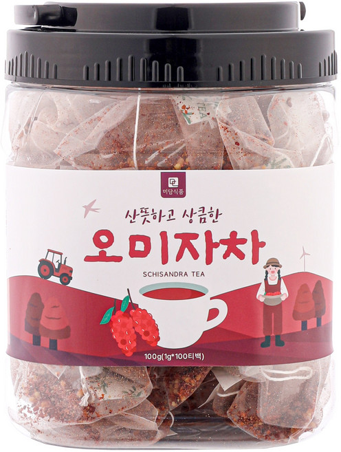 [미세플라스틱 없는 생분해필터] 미담식품 오미자차 삼각티백, 1개, 100개입, 1g