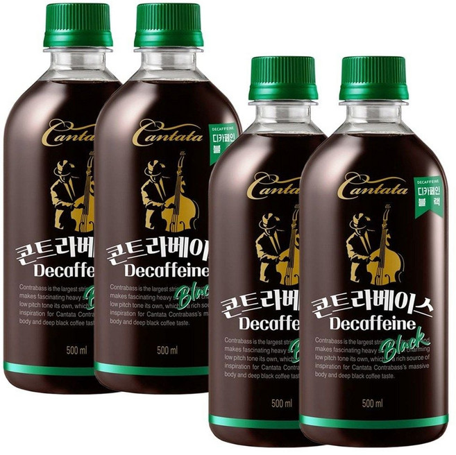 롯데 칸타타 콘트라베이스 디카페인 블랙 500ml 24PET rkr6089LC, 1개, 1ml