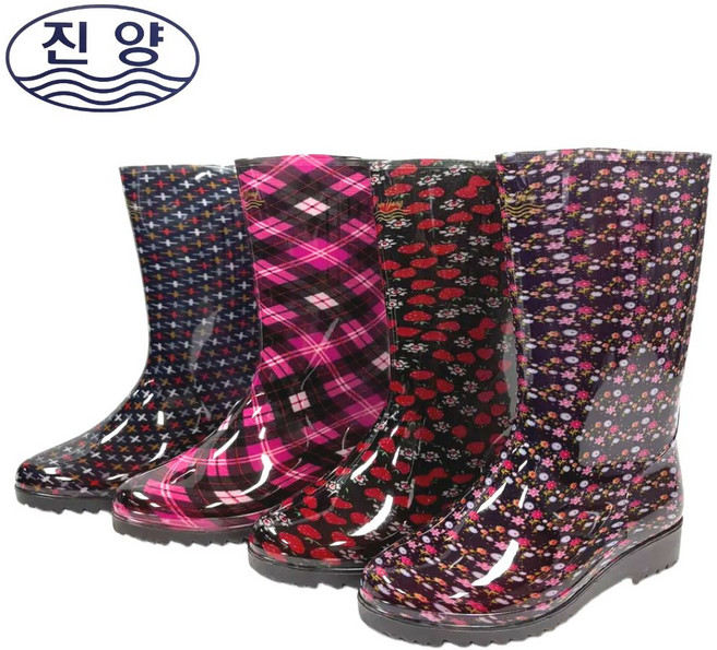 진양 칼라 여자 장화 여성장화 꽃장화 다용도장화 작업장화
