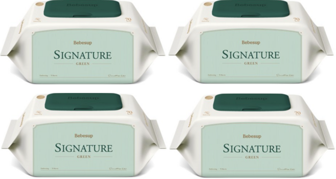 베베숲 시그니처 그린 유아물티슈, 70g, 70매, 4개