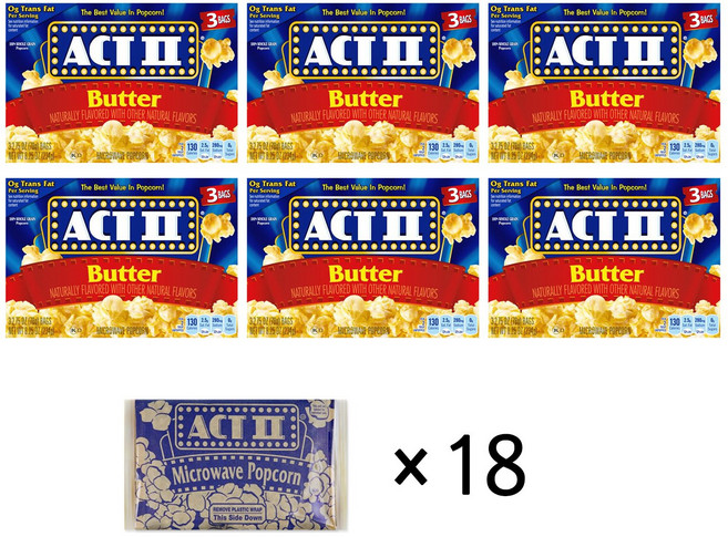 액트투 전자렌지용 팝콘 버터맛, 78g, 18개