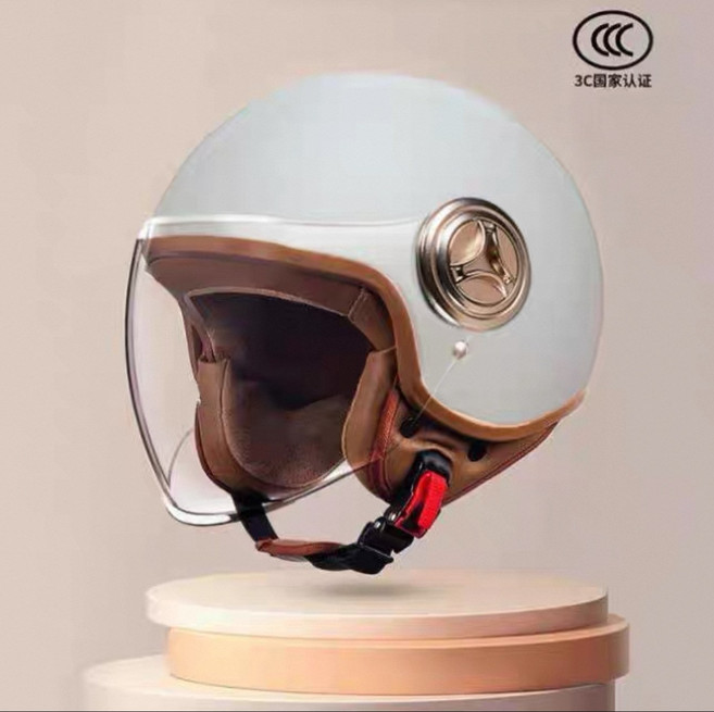 JIEYI 復古風電動車安全帽, 801新國標A類3C認證【水泥灰】-長鏡