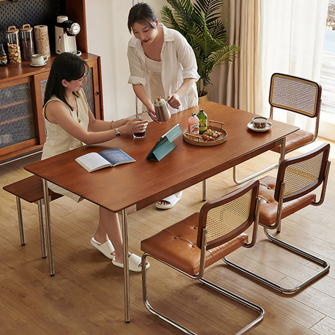 채움홈 테이블 식탁 원목 탁자 식당 카페 업소용 가정용 나무 가구 다이닝, 4인용, 브라운계열