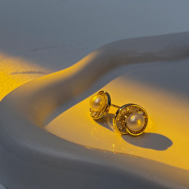 Pen.27 925실버 로테이팅 라운드 진주 귀걸이 골드톤 42