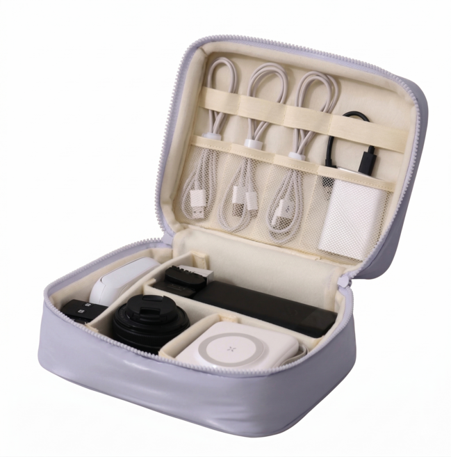 디딕 충격흡수 대용량 방수 전자기기 파우치, 1개, 퍼플