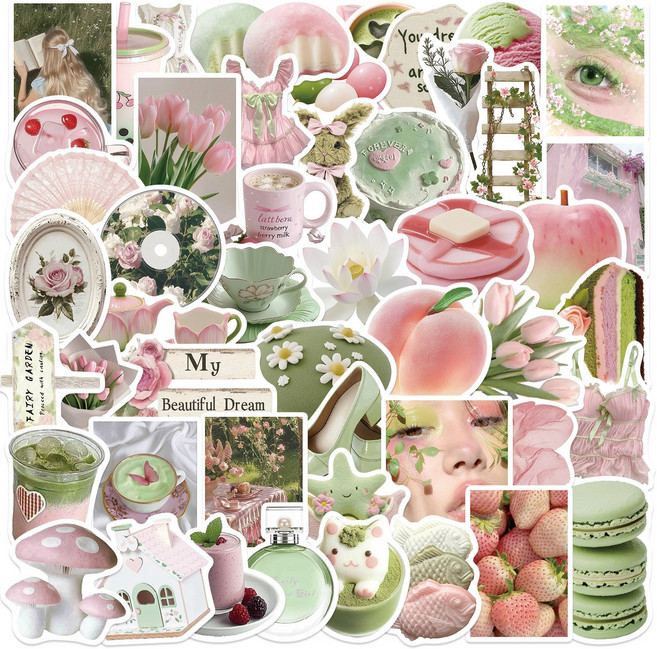 노트북 다꾸 폰꾸 캐리어 다이어리 꾸미기 감성 조각 스티커, 1개, 피치 그린티