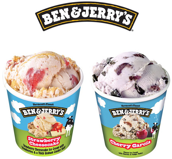 벤앤제리스 파인트 아이스크림 2종 혼합구성(스트로베리치즈케이크+체리가르시아), 2개, 473ml