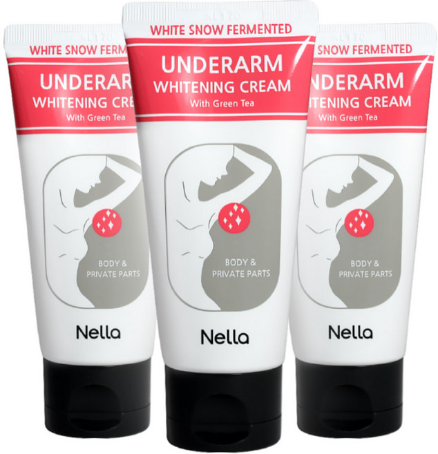 넬라 하얀눈 언더암 화이트닝크림 50g 겨드랑이 미백 색소침착크림, 3개