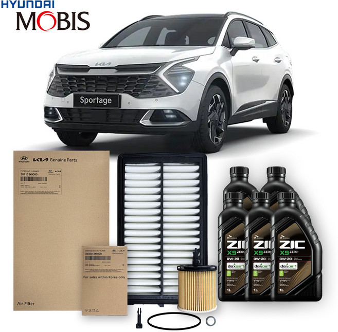 디올뉴 스포티지 NQ5 가솔린(휘발유) 1.6 터보(21년식 이후) 순정필터+지크합성유 5L, 1개