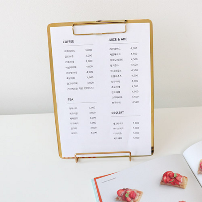 온더칩 심플 클립보드 A4 메뉴판 액자 책거치대(사은품 거치대 증정), 클립보드(A4) + 거치대증정