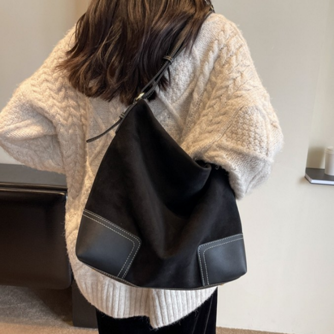 MHJINA 여성 미디움 스웨이드 엣지 끈조절 토드 숄더백 보부상가방