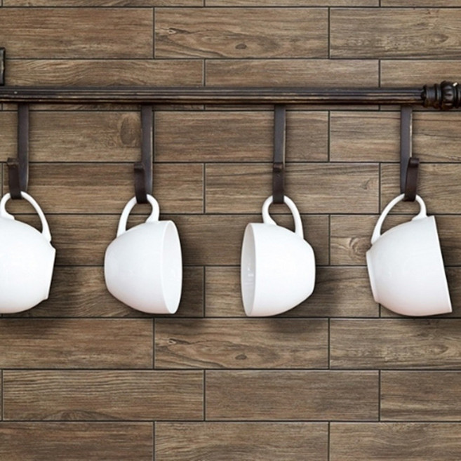 주방벽타일 메탈 우드 타일 시트지 접착식 37.3cm x 30cm, 1개