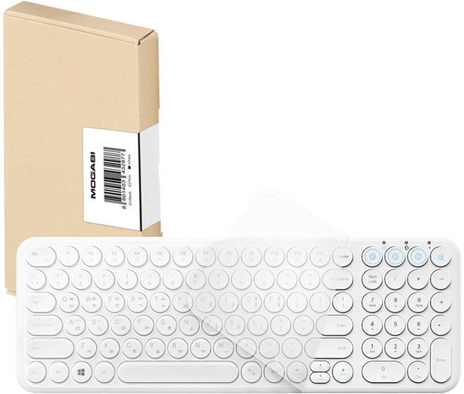 모가비 멀티페어링 블루투스 5.1 무선 일반형 키보드, 화이트, MOG-118