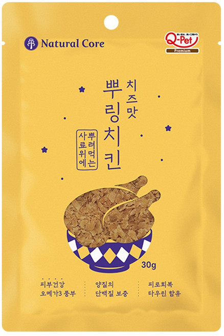 네츄럴코어 뿌링치킨 강아지 간식, 혼합맛(닭고기/치즈), 30g, 10개